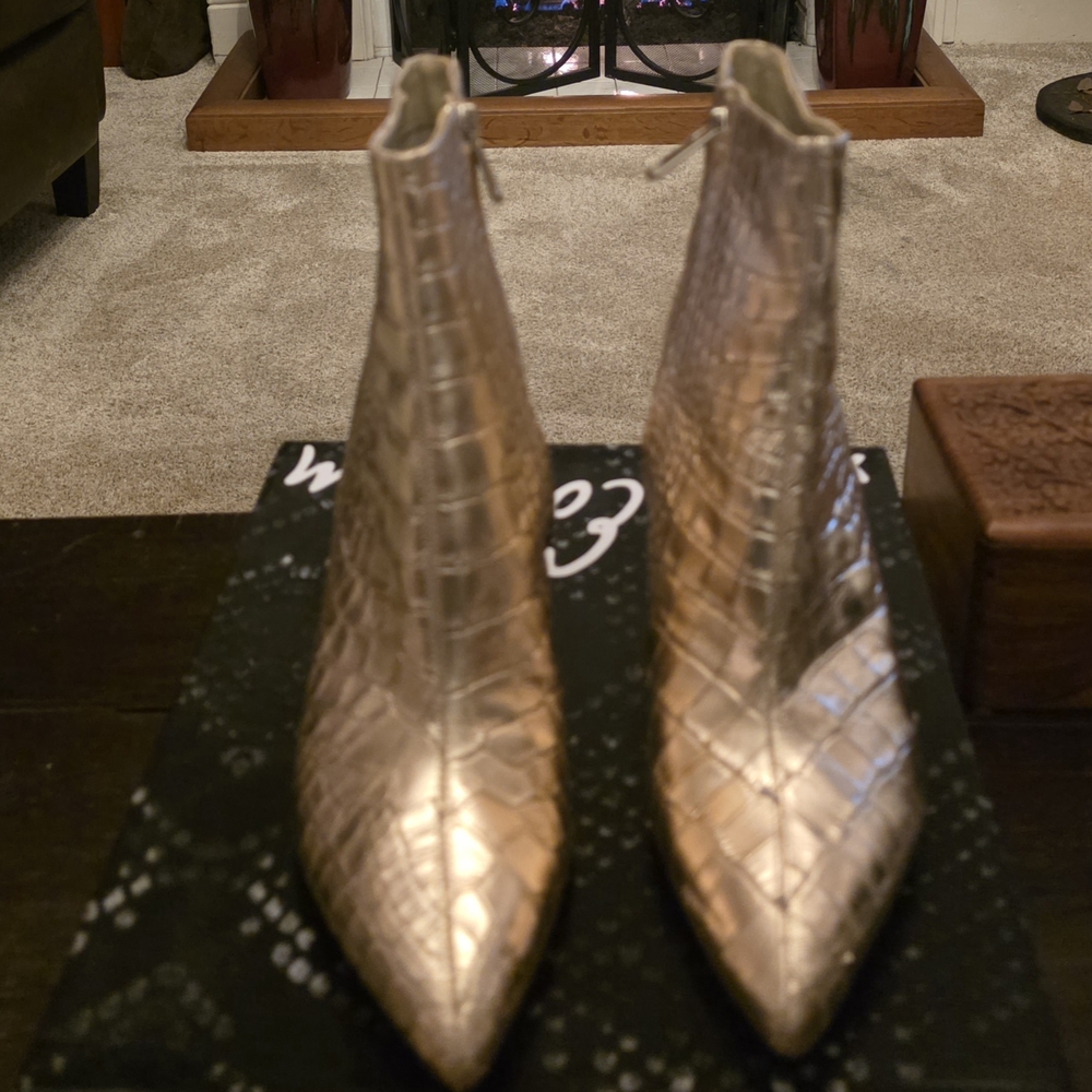 Sam Edelman Metallic Croc-Embossed Ankle Boots